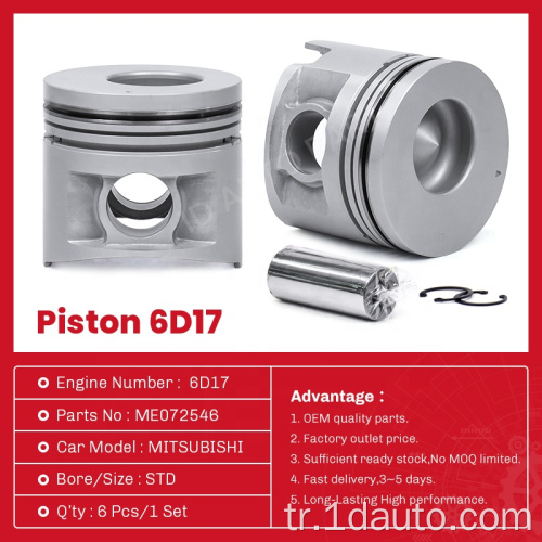 Mitsubishi 6d17 Motor Pistonu ME072546 ME072394 ME072548